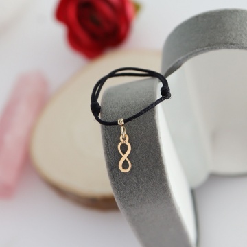 Inel snur reglabil si charm infinit din Aur 14k 585 - Img 2