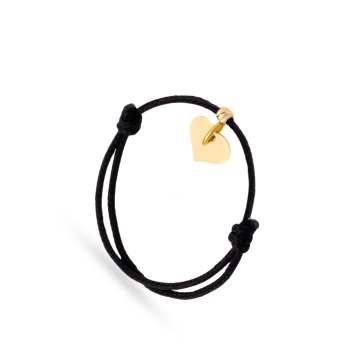 Inel snur reglabil si charm inimioara din Aur 14k 585 - Img 2