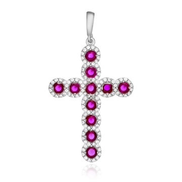 Pandantiv Cruciulita Angel Dream din argint 925 - Fucsia