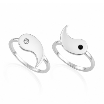 Set 2 inele din Argint 925 Yin & Yang - Img 1