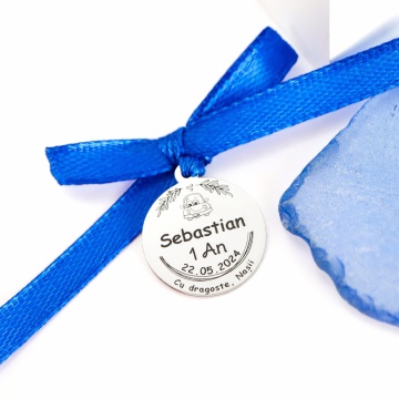 Banut Argint 1.8cm pentru botez - mot - turta personalizabil - Img 2