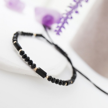 Bratara cu cristale si 10 bile de 2mm din Aur 14k Black Edition - Img 3