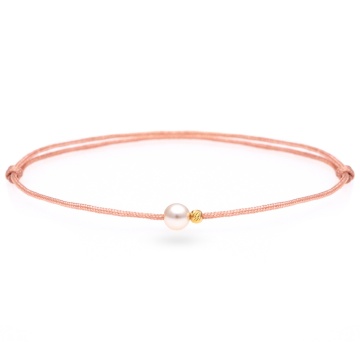 Bratara cu perla de Mallorca 4mm si biluta 2mm din Aur 14k