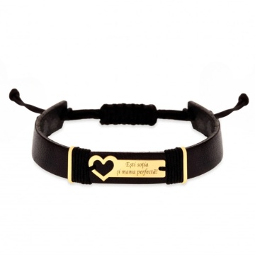 Bratara Hearty Elements din AUR 14K si Piele Naturală