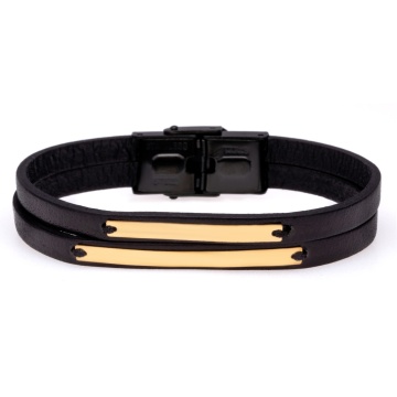 Brățara Modern Man din AUR 14K si Piele Naturală