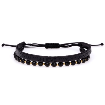 Brățara Onix Dream din AUR 14K si Piele Naturală