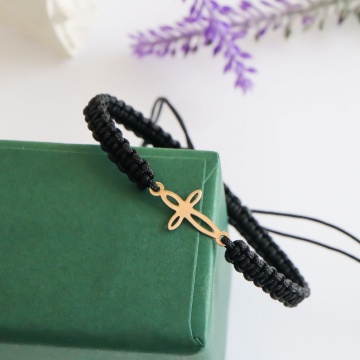 Bratara snur si cruciulita din aur 14k personalizabila - Img 3