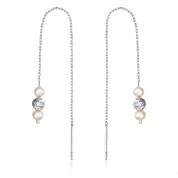 Cercei Long Pearls din Argint 925 cu lănțișor