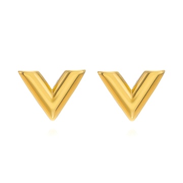 Cercei V Style din Inox placat cu AUR 18K - Img 1