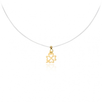 Colier cu fir transparent si Pandantiv Trifoi din AUR 14K