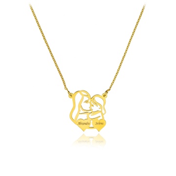 Colier din argint mama & bebe + inimioare duble personalizabile