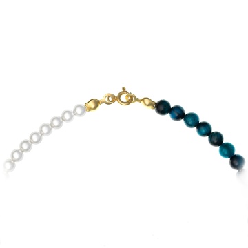 Colier Midnight cu agate, perle și elemente din aur 14K - Img 3