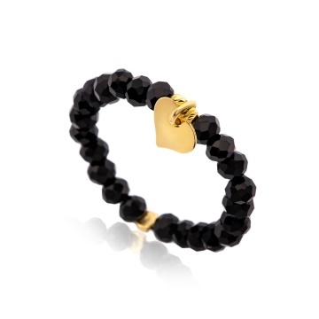 Inel Crystal cu snur si Inimioara din Aur 14K - Img 1
