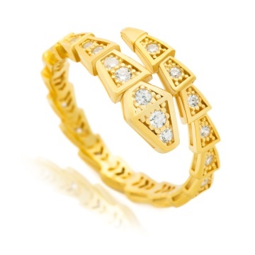 Inel Geometric Snake din argint 925 placat cu aur