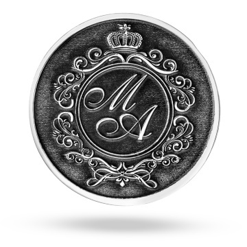 Moneda Stylish Initials din Argint 2.5cm - Gravura 3D - Cadou Aniversare Casatorie - Img 1