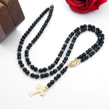Rozariu Unisex cu Onix si bile din aur 14k - personalizabil - Img 2