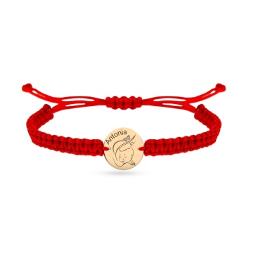 Bratara cu snur si banut 10mm din aur 14k personalizabil