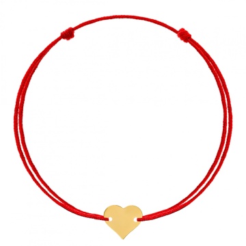 Bratara cu snur si inimioara 1cm din Aur 14K - personalizabila