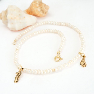Brățară de picior Pure Pearls cu perle de cultură de 2,5 mm și aur 14K - Img 2