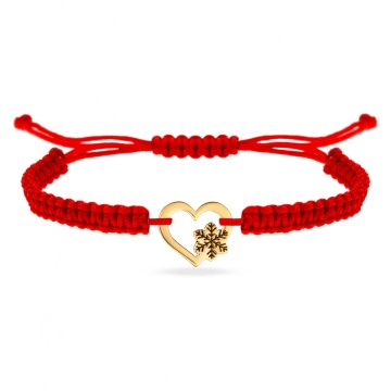 Bratara Heart Collection inimioara cu fulg de nea din aur 14k - Img 1