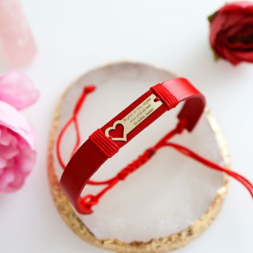 Bratara Heart din AUR 14K si Piele Naturală - Img 2