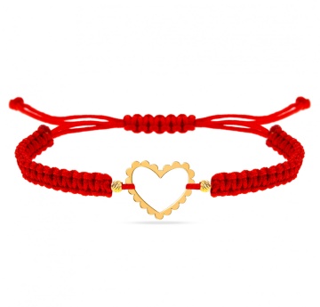 Bratara Hearts Pattern cu snur si inimioare din Aur 14k