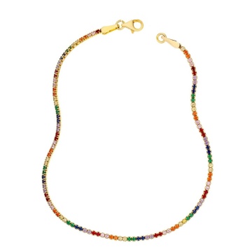 Bratara tip tennis din Argint 925 cu cristale multicolore pentru picior