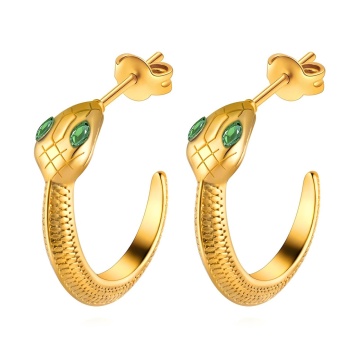 Cercei Snake din Inox placati cu AUR 18K - Img 1