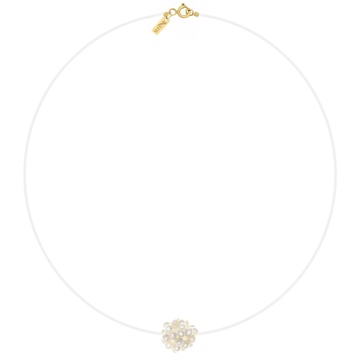 Colier Bulgare de Zapada cu fir transparent, AUR 14K si Perle de Cultura - Img 2