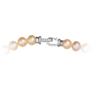 Colier cu perle de cultura mix Rose & Champagne si argint 925 - Img 2