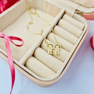 Colier din aur 14k cu 2 copii personalizat la comanda - Img 2