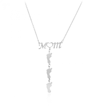Colier MOM din argint 925 - cu talpite bebe personalizabile