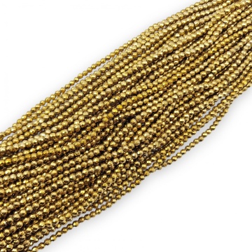 Hematite rotunde fatetate - water plated gold - 4mm - sirag aprox 105 buc