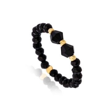 Inel Goldenite cu cristale si 3 bile din Aur 14K