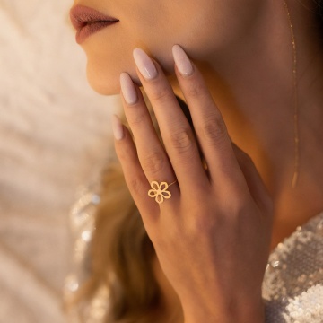 Inel Simplicity Flower din Aur 14k - Img 2