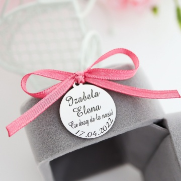 Banut Argint 2cm pentru Botez - Mot - Scaldat - Personalizabil Text - Img 2