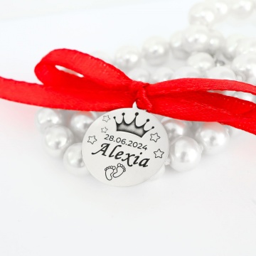 Banut Argint 2cm pentru botez - mot - turta personalizabil - Img 2