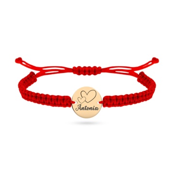 Bratara aur 14k cu snur si bănuț de 12mm personalizat cu orice nume