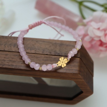 Bratara cu cristale si floare din Aur 14k - Img 2