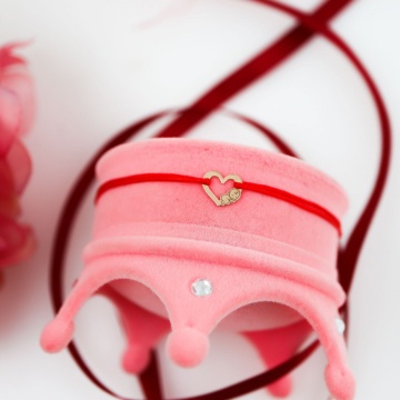 Bratara Heart Collection cu snur si inimioara cu bebelus din aur 14k - Img 2