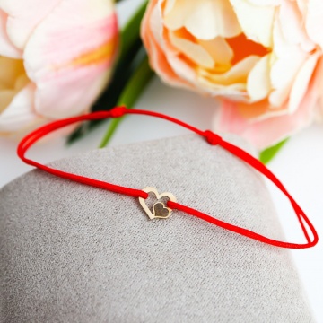 Bratara Heart Collection cu snur si inimioara din aur 14k - Img 4