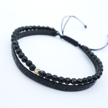 Brățara Onix Positive din AUR 14K si Piele Naturală - Img 2