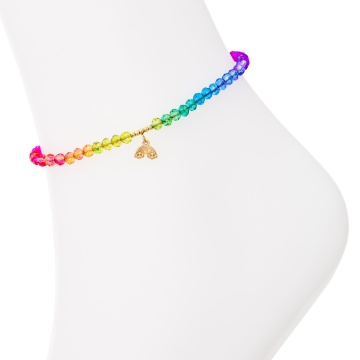 Brățară reglabila de picior Over the Rainbow , cu pandantiv din aur și 4 biluțe - Img 3