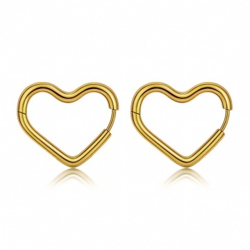 Cercei Hearts din inox placat cu aur 18K, model tip Congo - Img 1