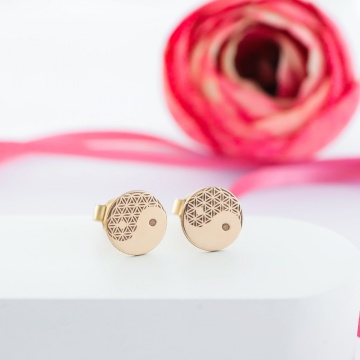 Cercei Yin si Yang Flower din AUR 14K - Img 2