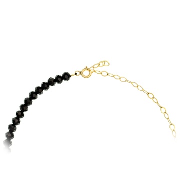 Colier cu cristale, bilute striate si pandantiv din Aur 14k - 39cm 1.63gr - Img 2