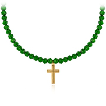 Colier cu cristale Cross Edition cu cruciulita din aur 14k