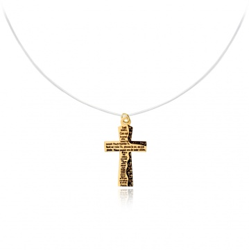 Colier cu fir transparent si Cruce Tatal Nostru din AUR 14K - Img 1