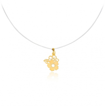Colier cu fir transparent si floricele din Aur 14K - Img 1