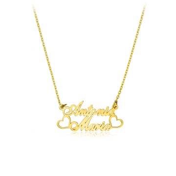 Colier din aur 14k personalizat cu doua nume la comanda